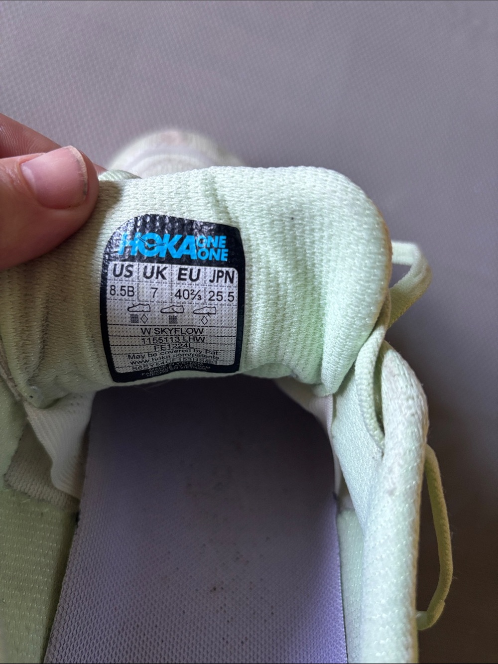 Hoka Women's Light Green sky flow Athletic Running Shoes with Pastel Accents - Picture 2 of 9